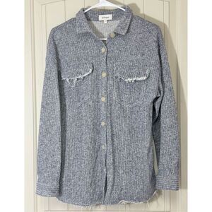 Bohme Boho Lightweight Frayed Casual Button Up Shacket Shirt Women’s Small
